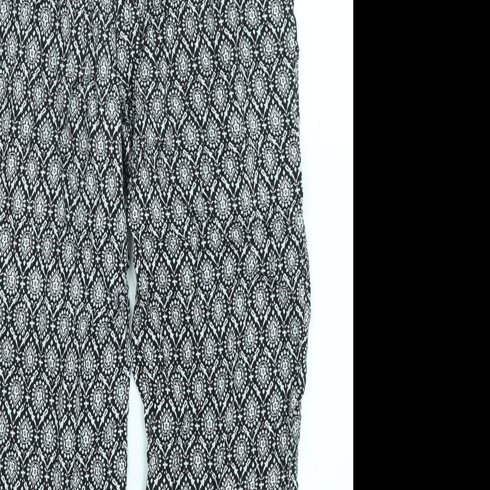 New Look  Womens Black Paisley  Cropped Trousers Size 8 L20 in