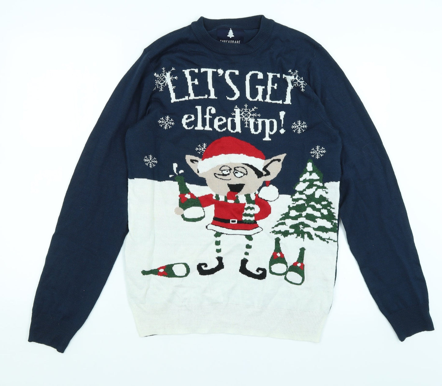 Threadbare Womens Blue   Pullover Jumper Size S  - Let's Get Elfed Up