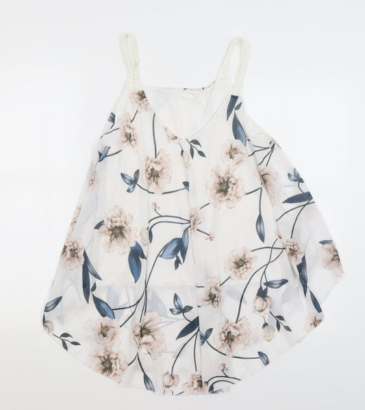 Preworn Womens White Floral  Basic Blouse Size S