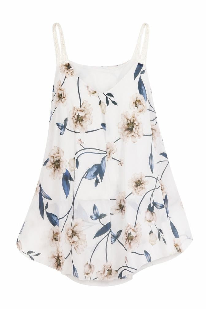 Preworn Womens White Floral  Basic Blouse Size S