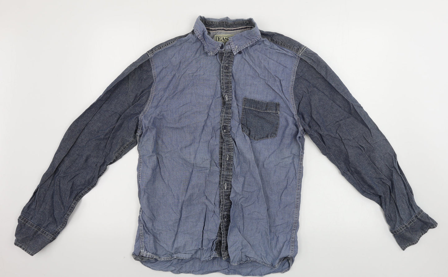Easy Mens Blue    Button-Up Size L