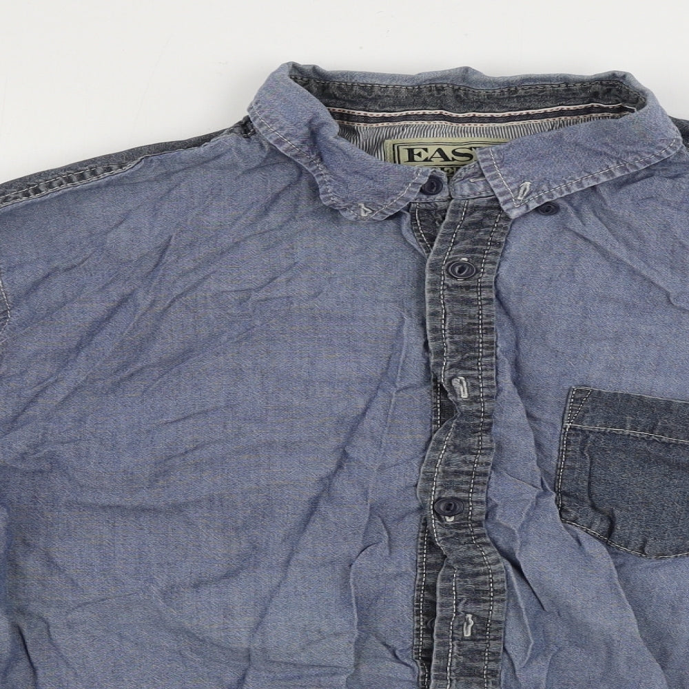 Easy Mens Blue    Button-Up Size L