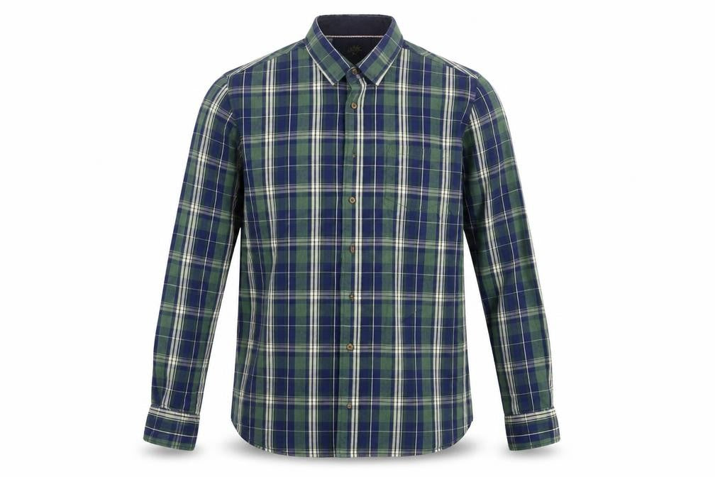 Easy  Mens Green Check   Button-Up Size M