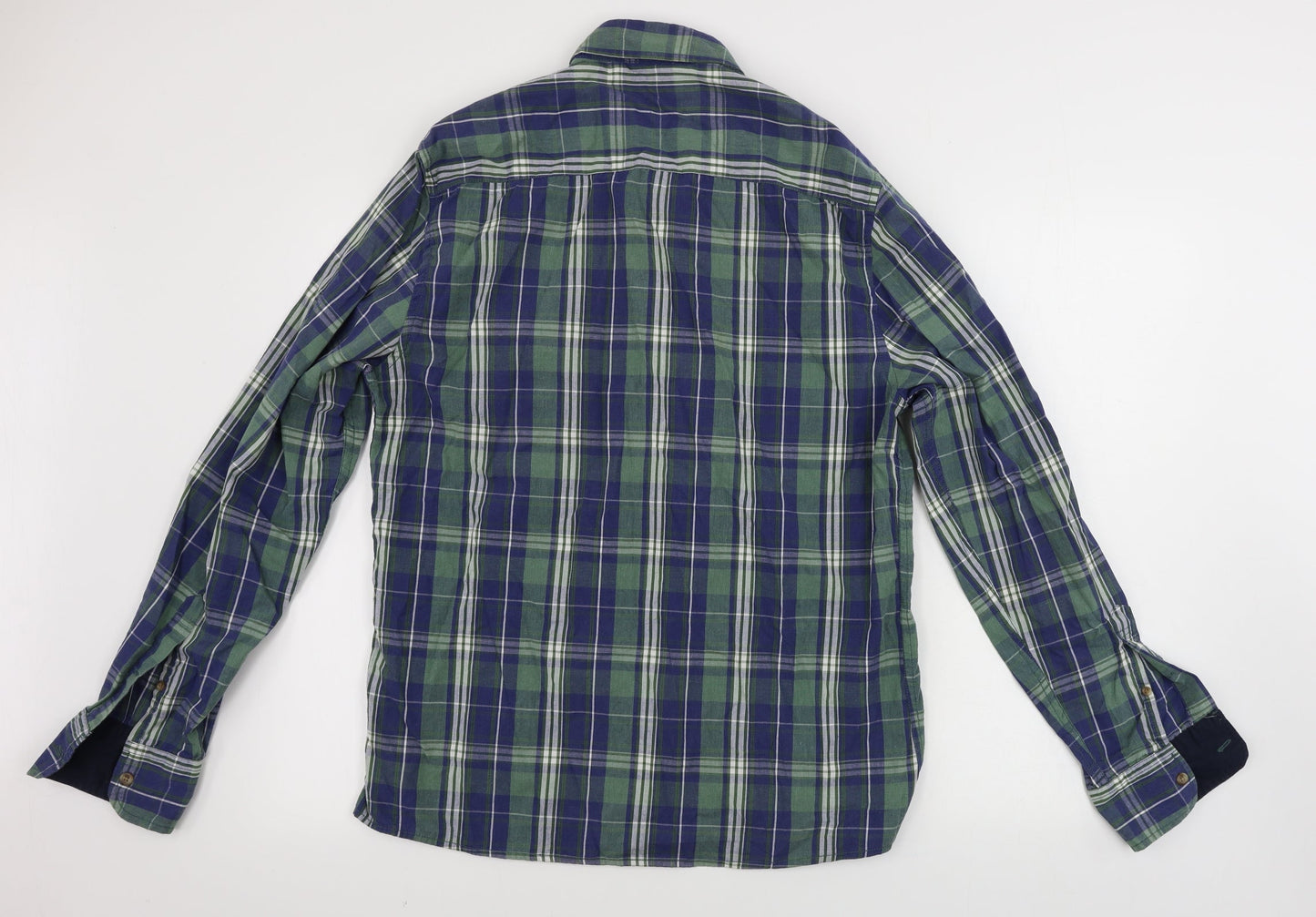 Easy  Mens Green Check   Button-Up Size M