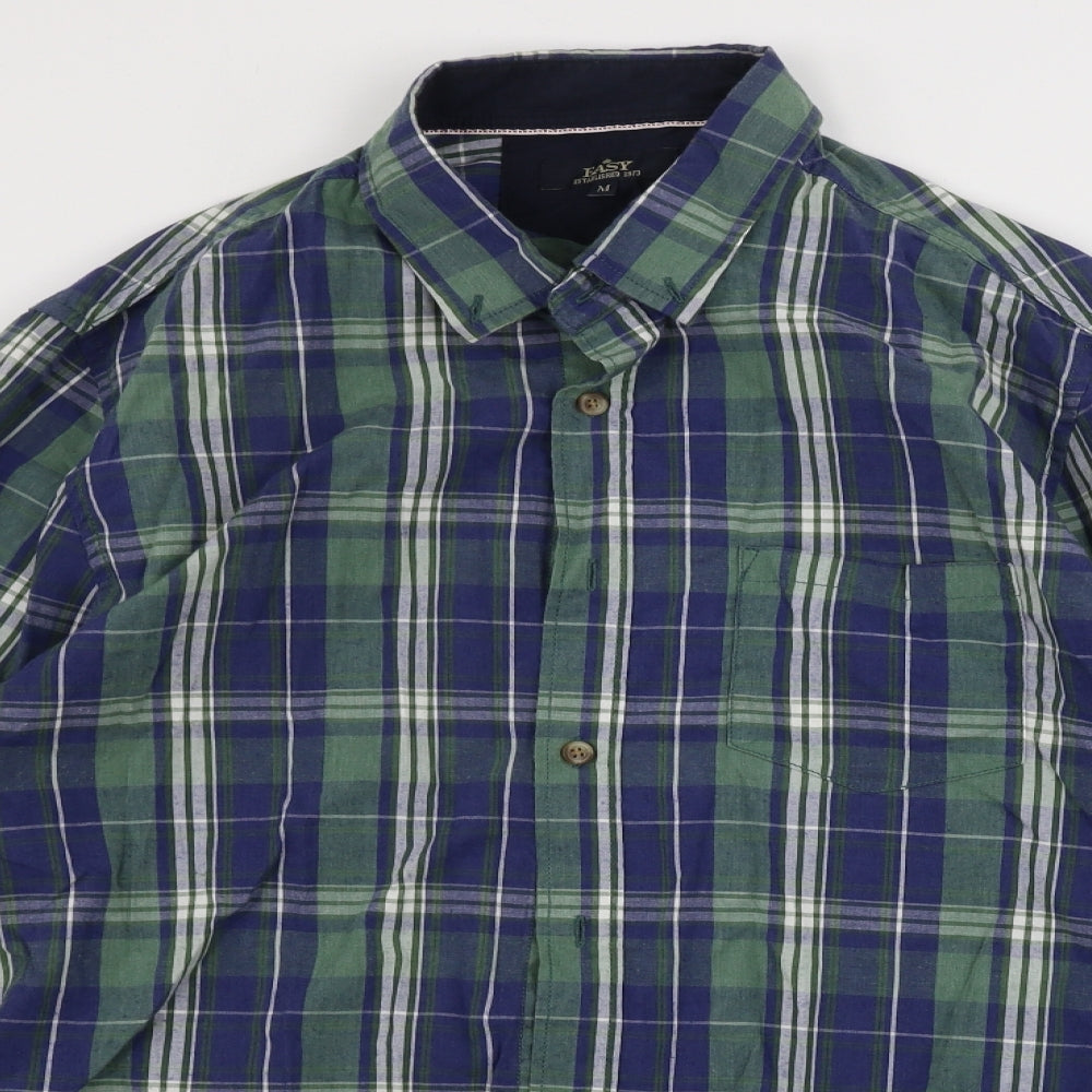 Easy  Mens Green Check   Button-Up Size M