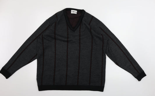 CIRCA Mens Grey Striped  Pullover Jumper Size L
