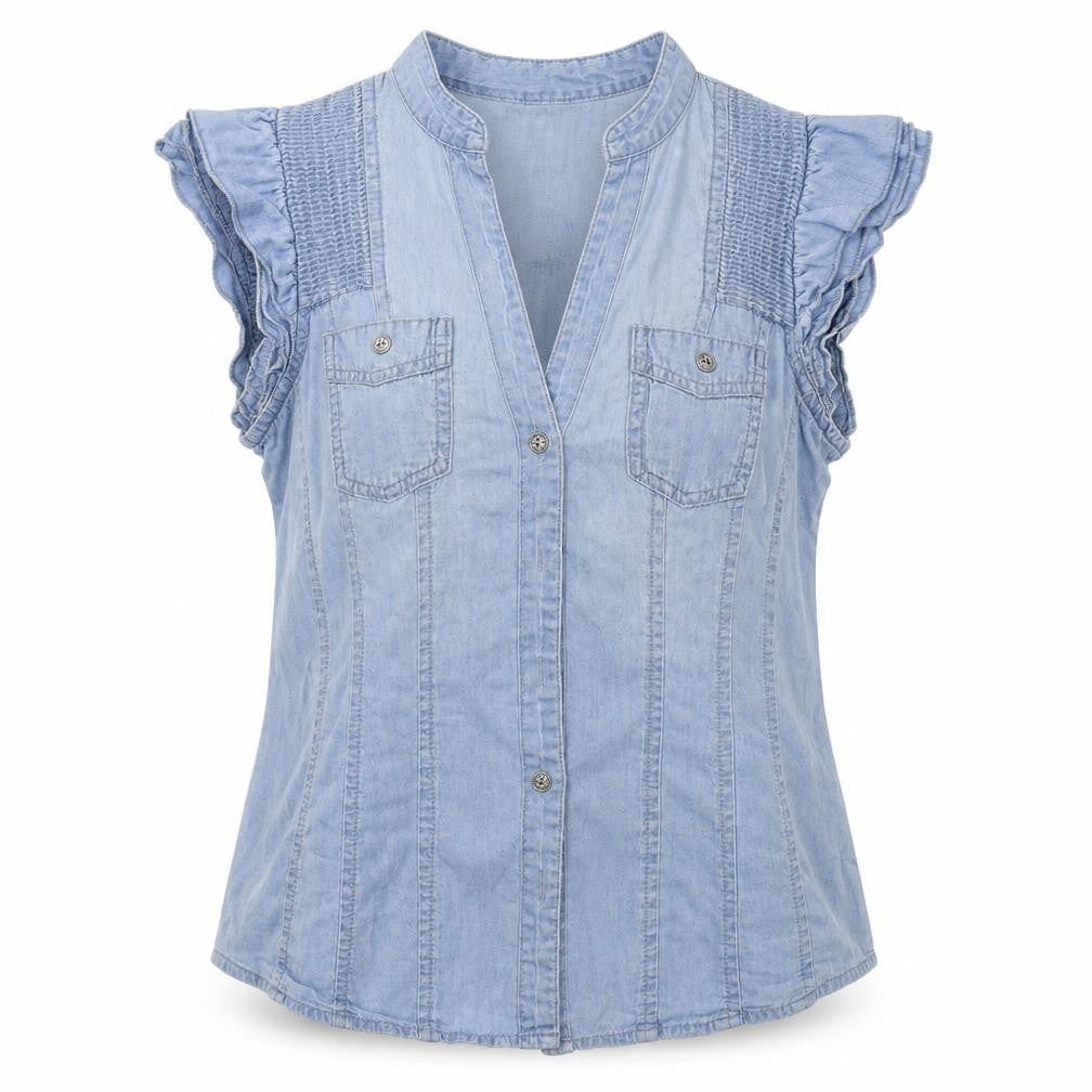 Be Beau Womens Blue   Basic Button-Up Size 8