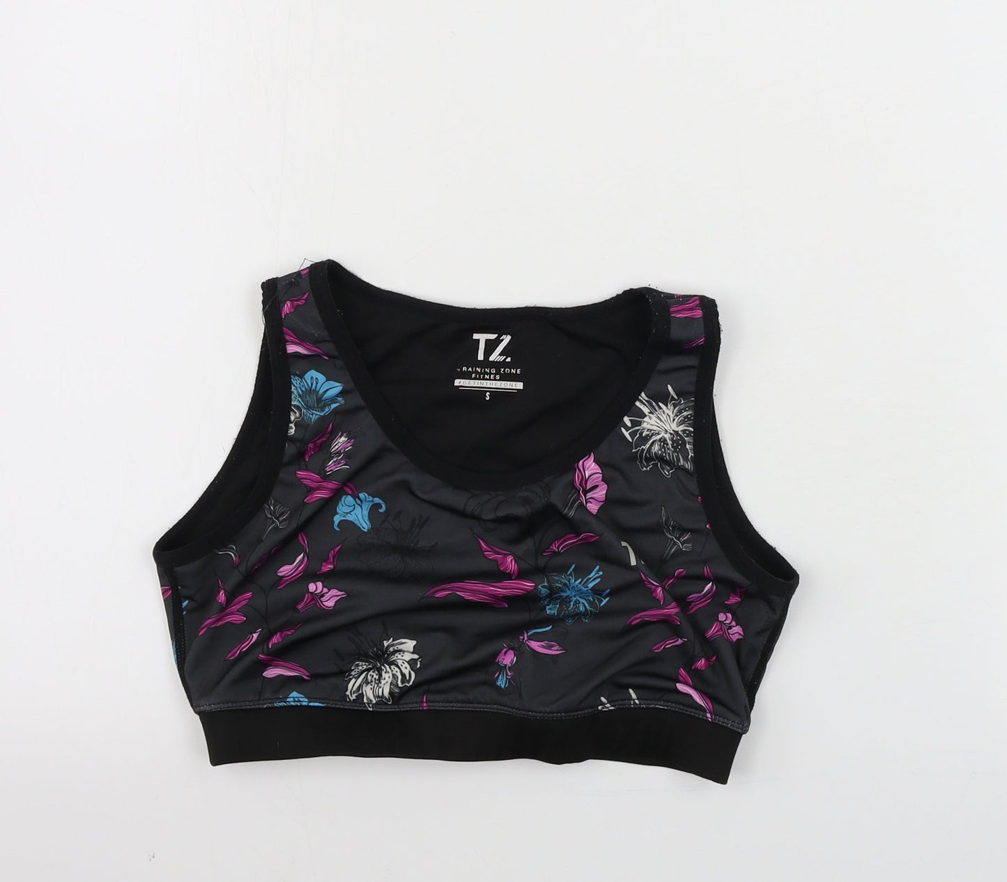 TZ Womens Black Floral  Basic Tank Size S