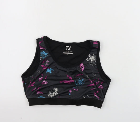 TZ Womens Black Floral  Basic Tank Size S