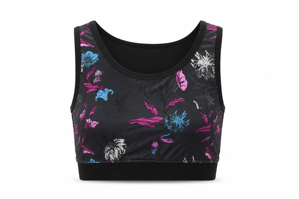TZ Womens Black Floral  Basic Tank Size S