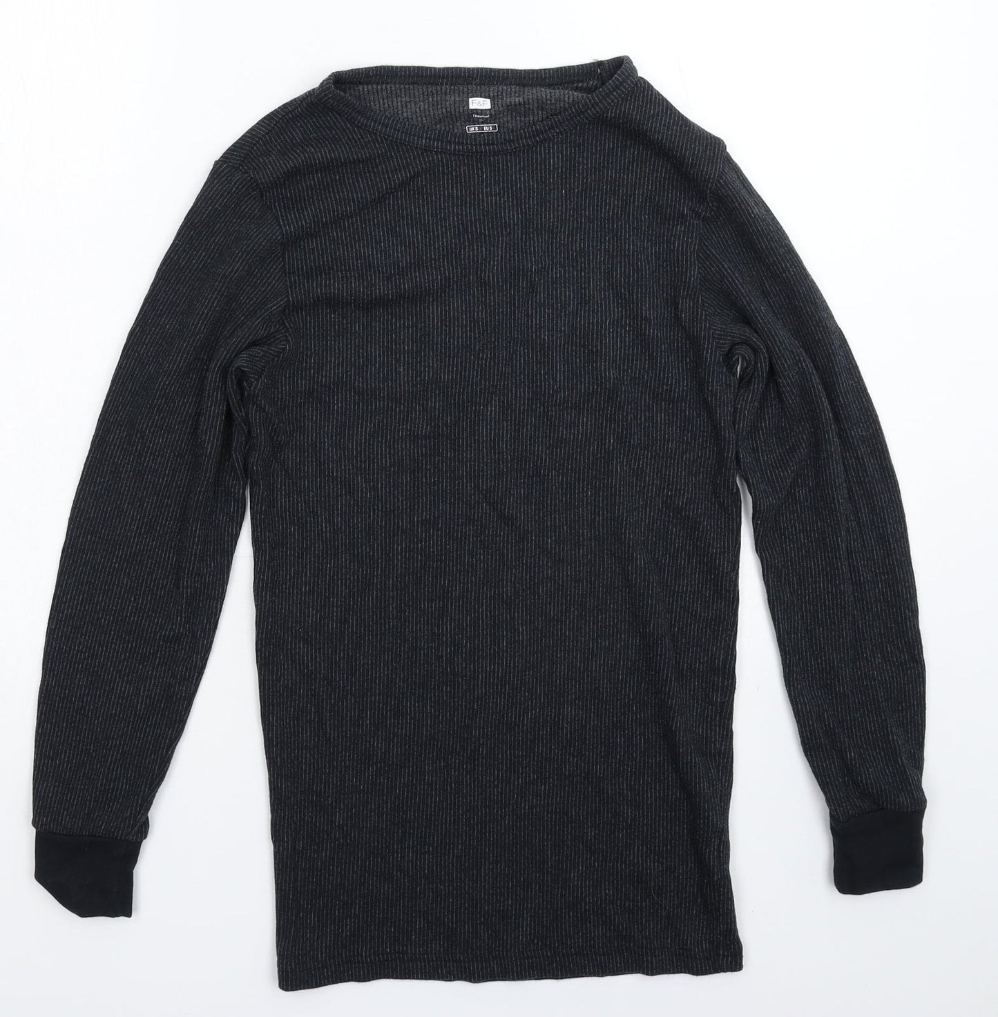F&F Mens Grey Striped  Pullover Casual Size S