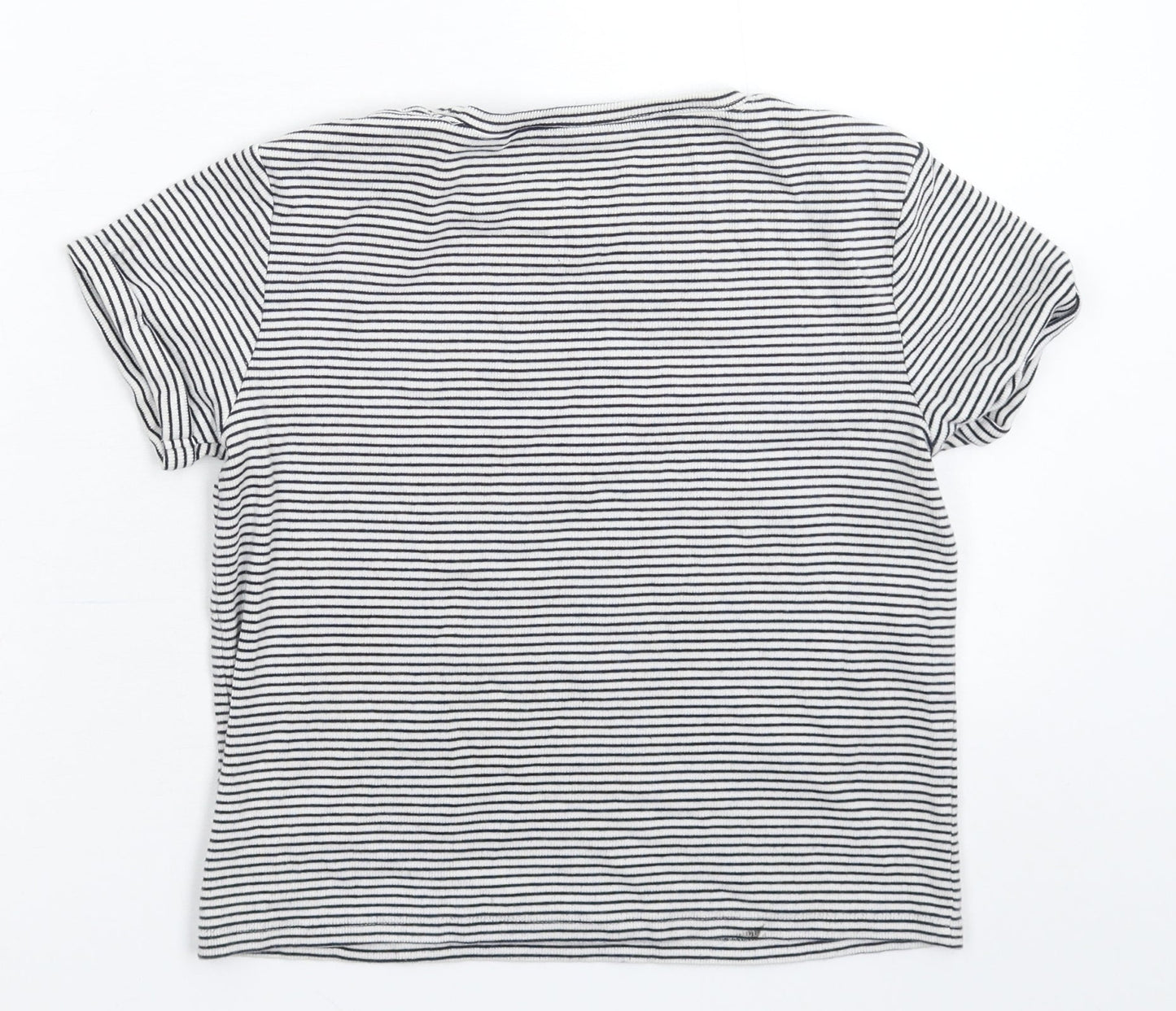 NEXT Girls White Striped  Basic T-Shirt Size 10 Years