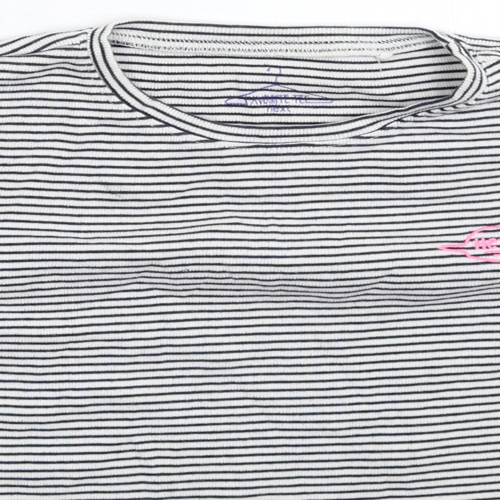 NEXT Girls White Striped  Basic T-Shirt Size 10 Years