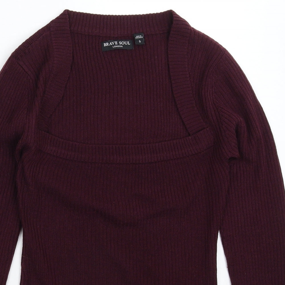 Brave Soul Womens Brown  Knit Pullover Jumper Size S