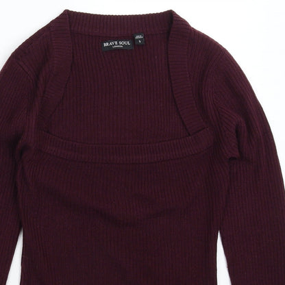 Preloved Brave Soul Womens Brown  Knit Pullover Jumper Size S - Detail