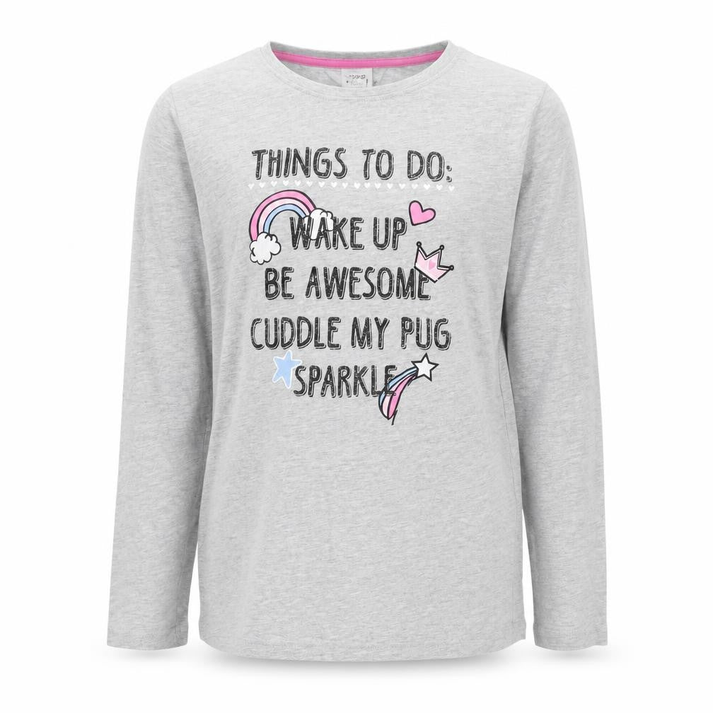 Pep&Co Girls Grey Solid  Top Pyjama Top Size 11-12 Years