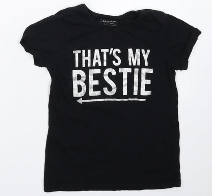 Primark Girls Black   Basic T-Shirt Size 10-11 Years