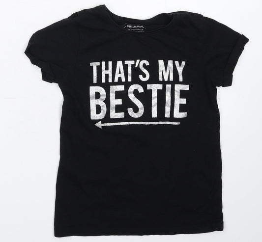 Primark Girls Black   Basic T-Shirt Size 10-11 Years