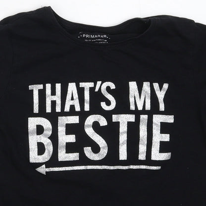 Primark Girls Black   Basic T-Shirt Size 10-11 Years