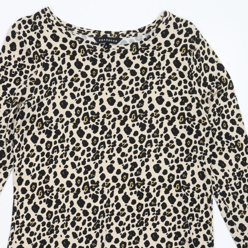 Peacocks Womens Beige Animal Print  Mini  Size 8