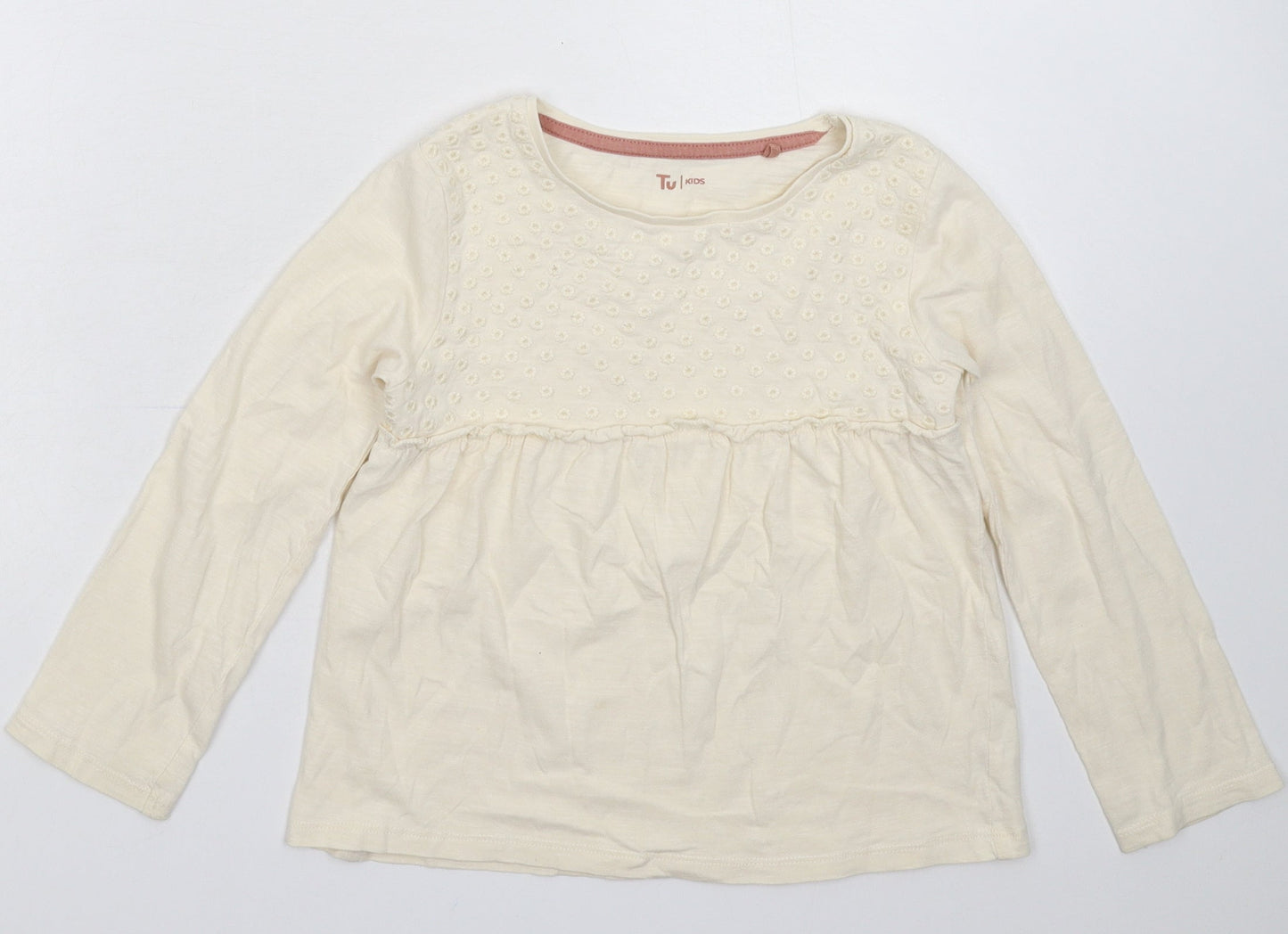 TU Girls Beige   Basic T-Shirt Size 6-7 Years