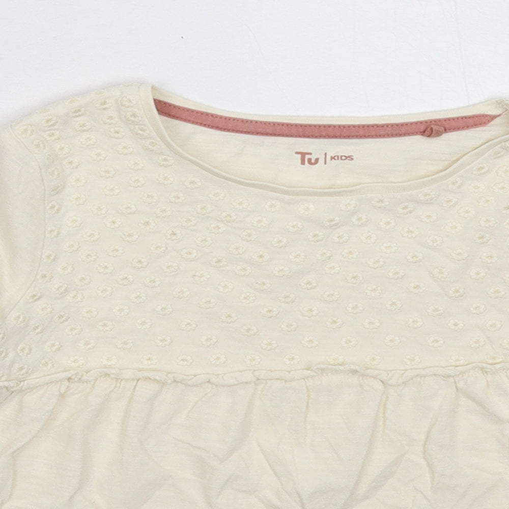 TU Girls Beige   Basic T-Shirt Size 6-7 Years