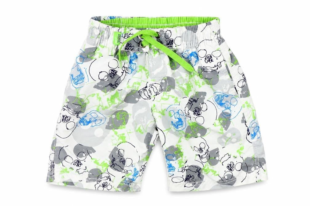 Rebal Boys White Geometric  Sweat Shorts Size 2-3 Years - SWIM SHORTS