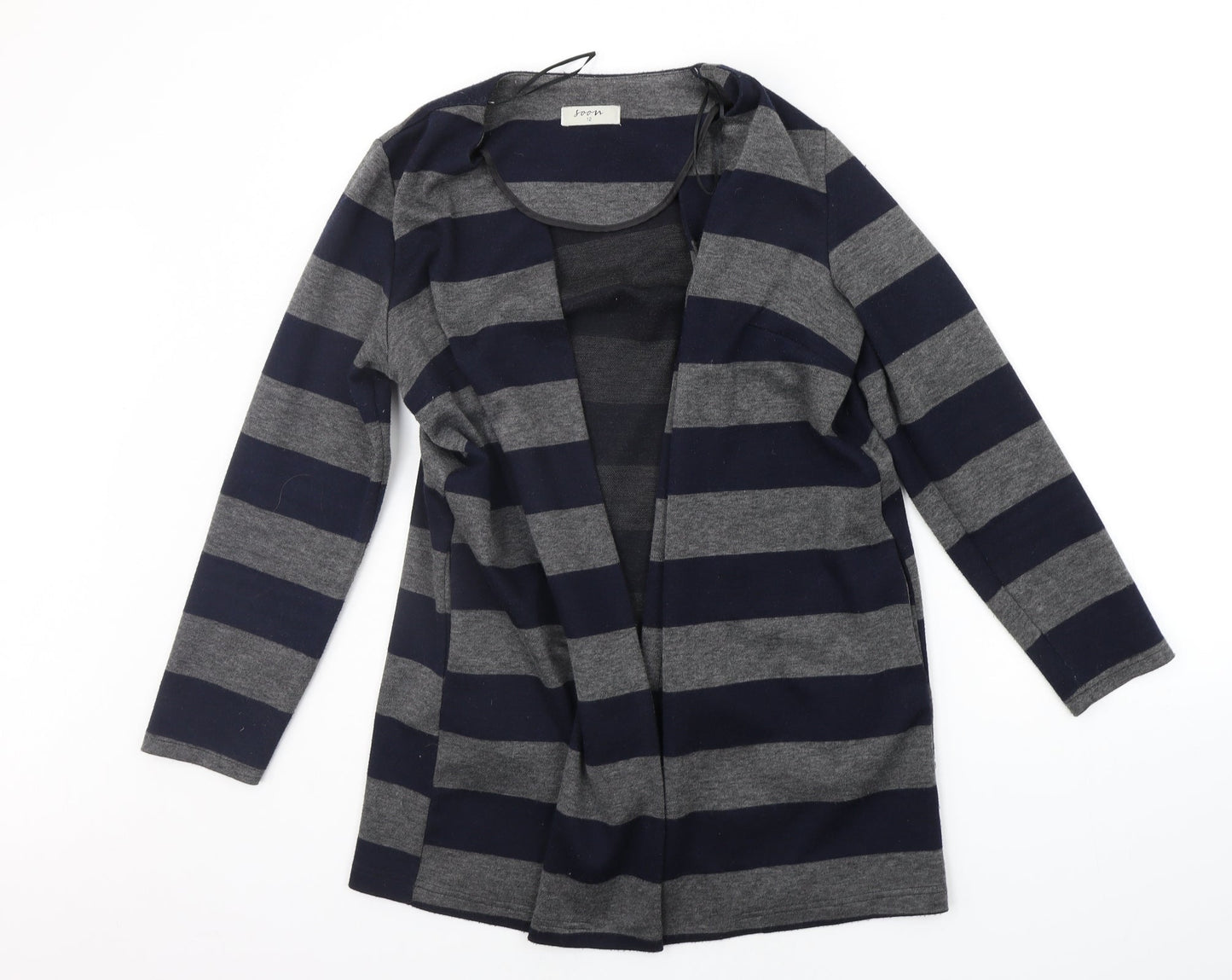 Soon Womens Blue Striped  Cardigan Jumper Size 12