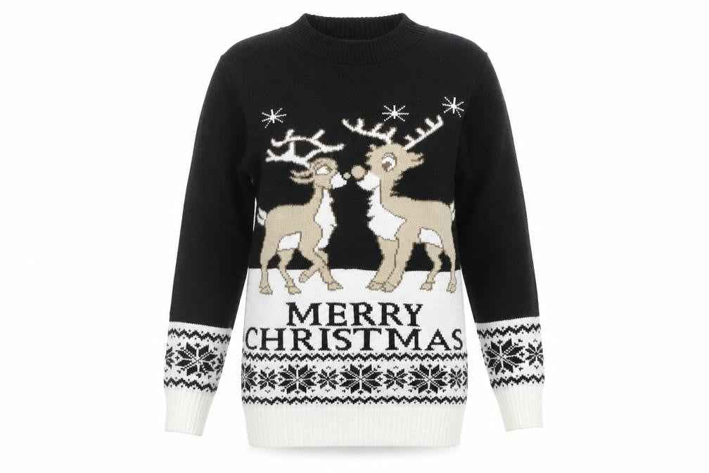 Boohoo Womens Black Geometric  Pullover Jumper Size M  - CHRITMAS