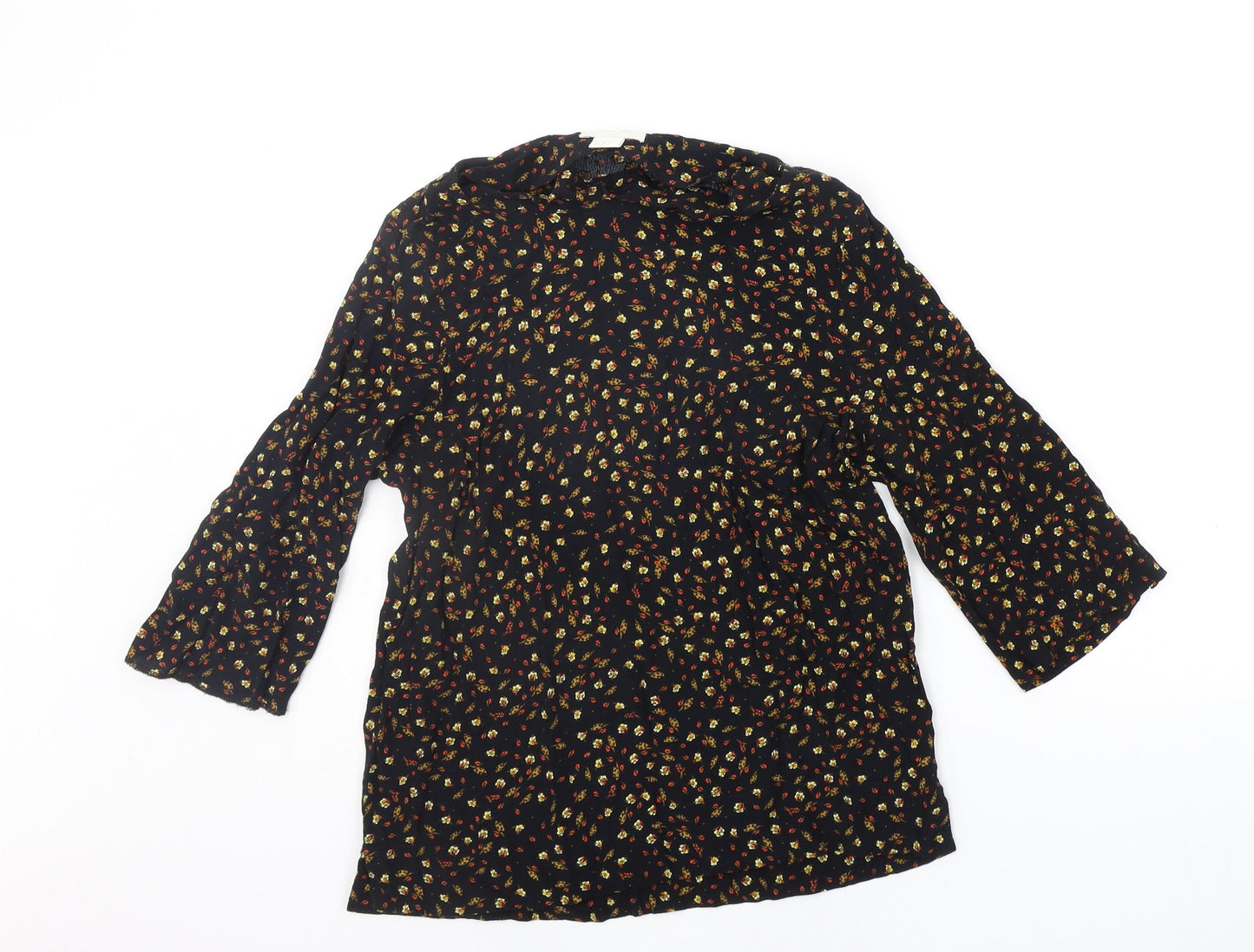 H&M Womens Black Floral  Basic Blouse Size 6