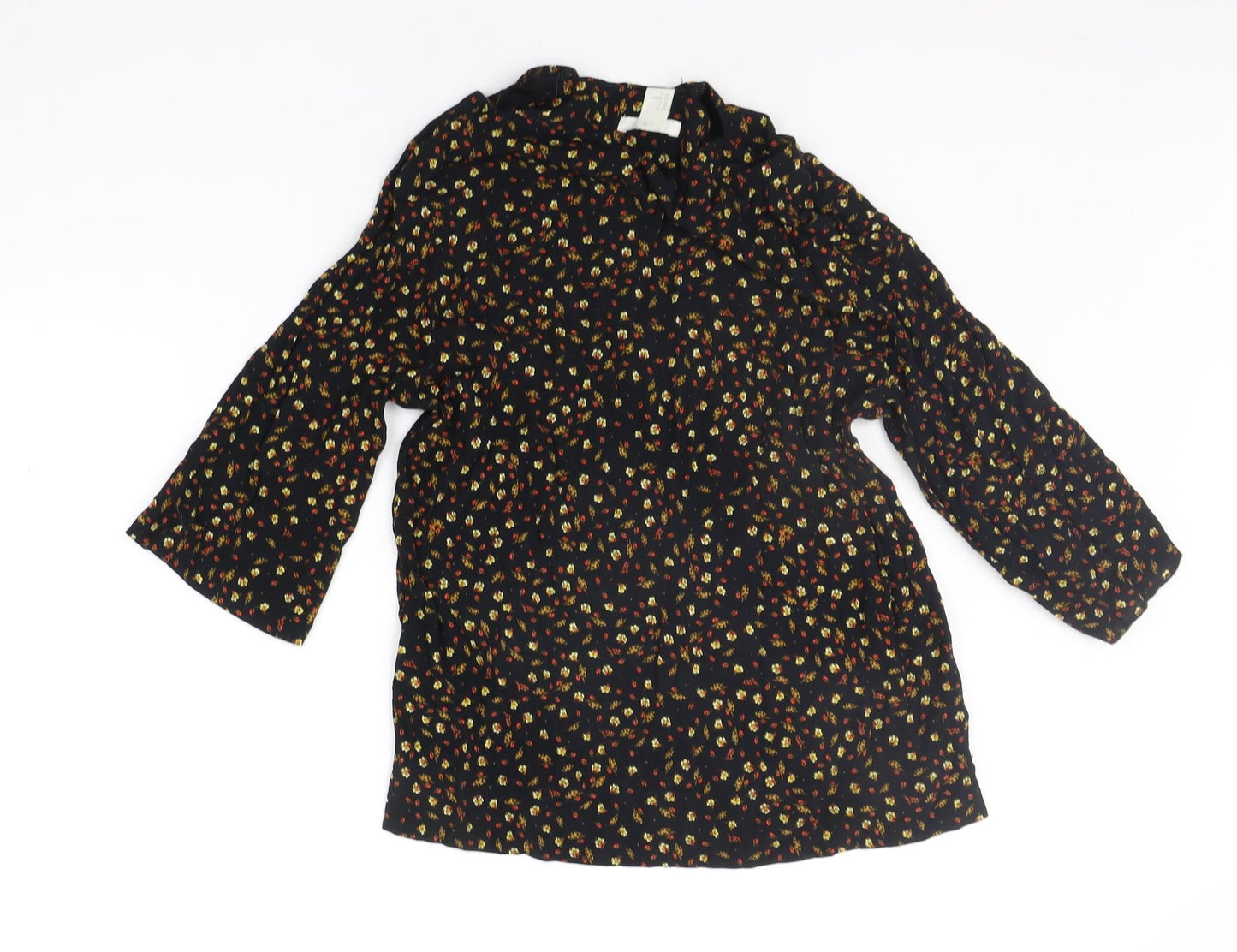 H&M Womens Black Floral  Basic Blouse Size 6