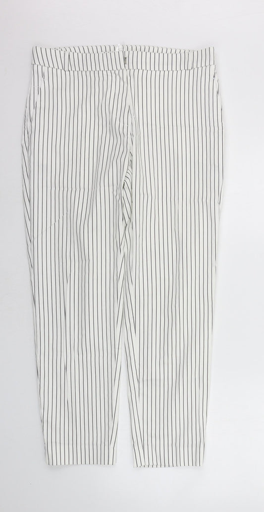 camaieu Womens White Striped  Trousers  Size 12 L24 in