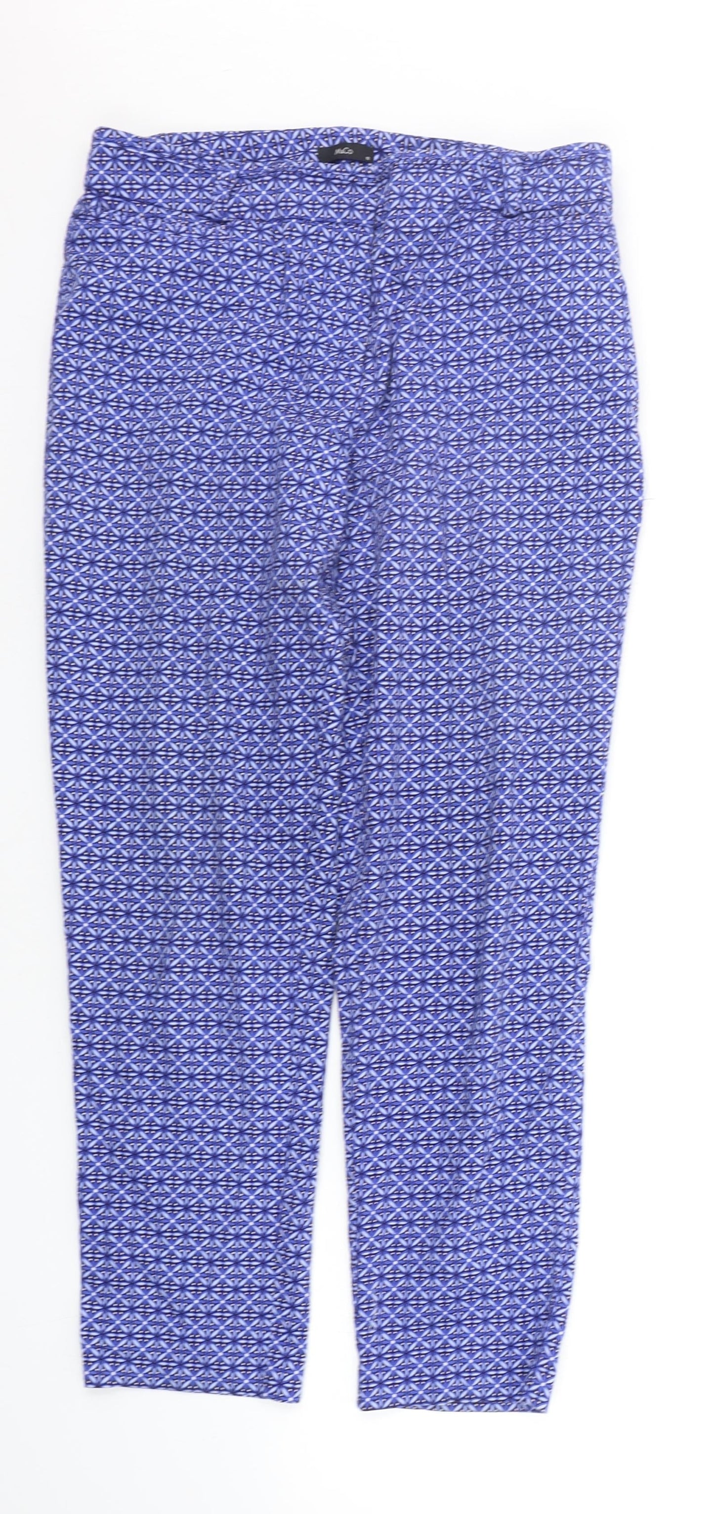 M&Co Womens Blue Geometric  Trousers  Size 12 L25 in
