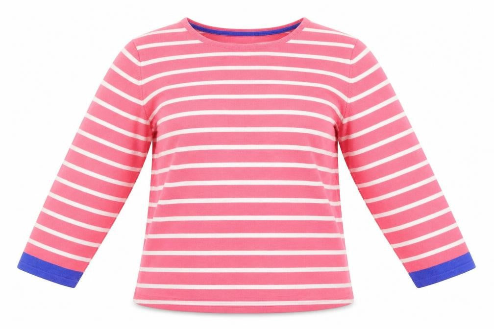 Hepburn Womens Pink Striped  Pullover Jumper Size L