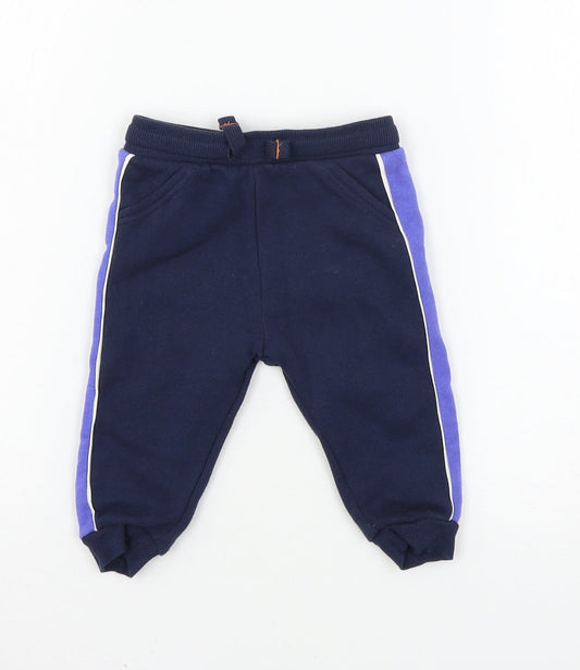 F&F Boys Blue  Jersey Jogger Trousers Size 6-9 Months