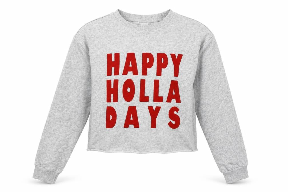 Divided by H&M Womens Grey  Jersey Pullover Sweatshirt Size S  - Happy holidays
