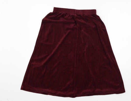 Damart Womens Red  Velour Flare Skirt Size 30 in