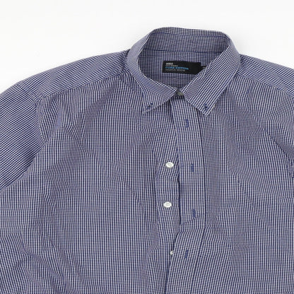 Preloved Marks and Spencer Mens Blue    Button-Up Size 16 - Detail