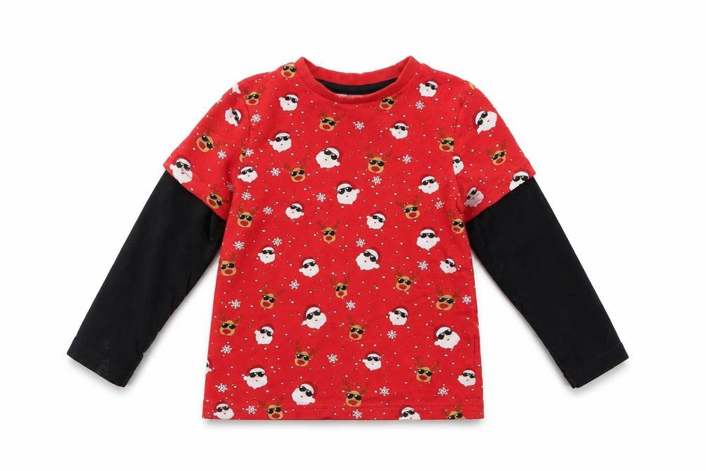 F&F Girls Red Solid  Top Pyjama Top Size 4-5 Years  - Christmas Santa Reindeer