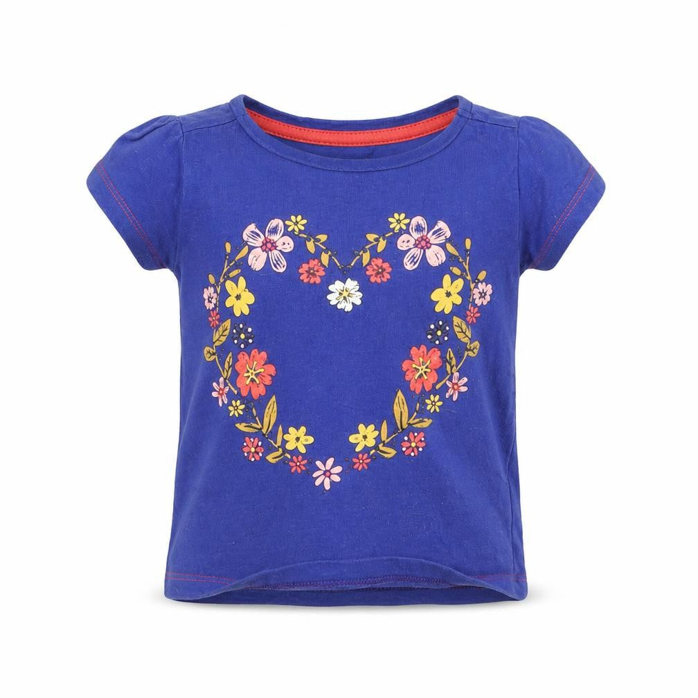 Nutmeg Boys Blue Floral  Basic T-Shirt Size 2-3 Years  - Heart