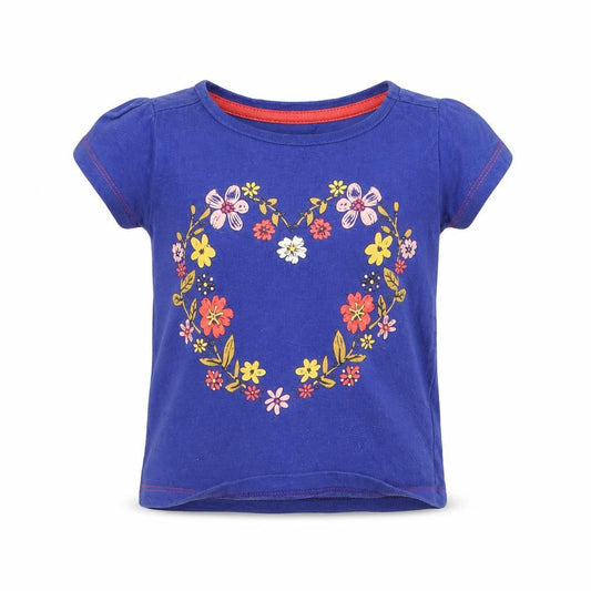 Nutmeg Boys Blue Floral  Basic T-Shirt Size 2-3 Years  - Heart