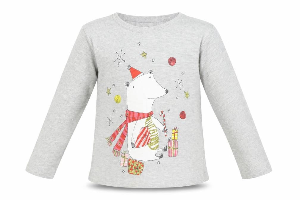 NEXT Girls Grey   Basic T-Shirt Size 2-3 Years  - Polar Bear