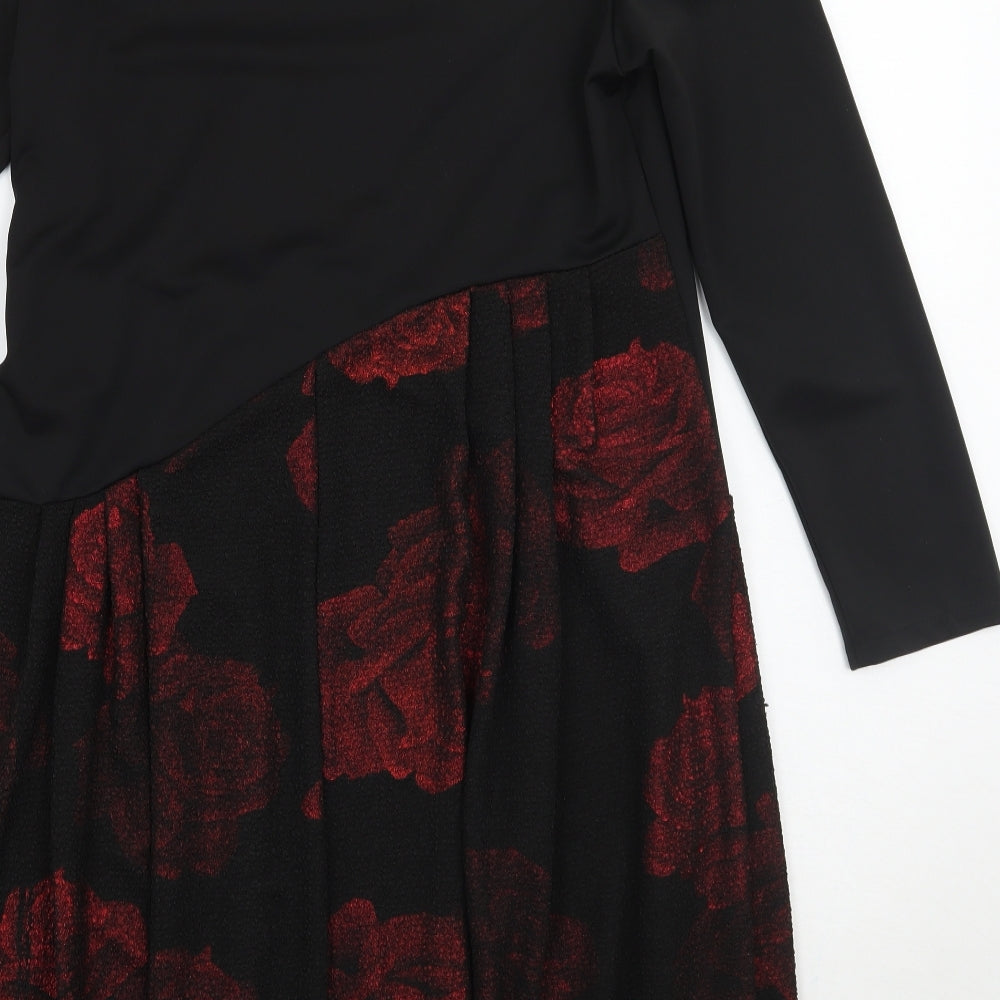 Jiuyueg Womens Black Floral  A-Line  Size M