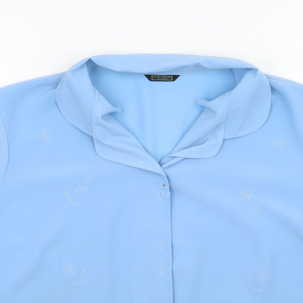 Debenhams Womens Blue Floral  Basic Button-Up Size 18