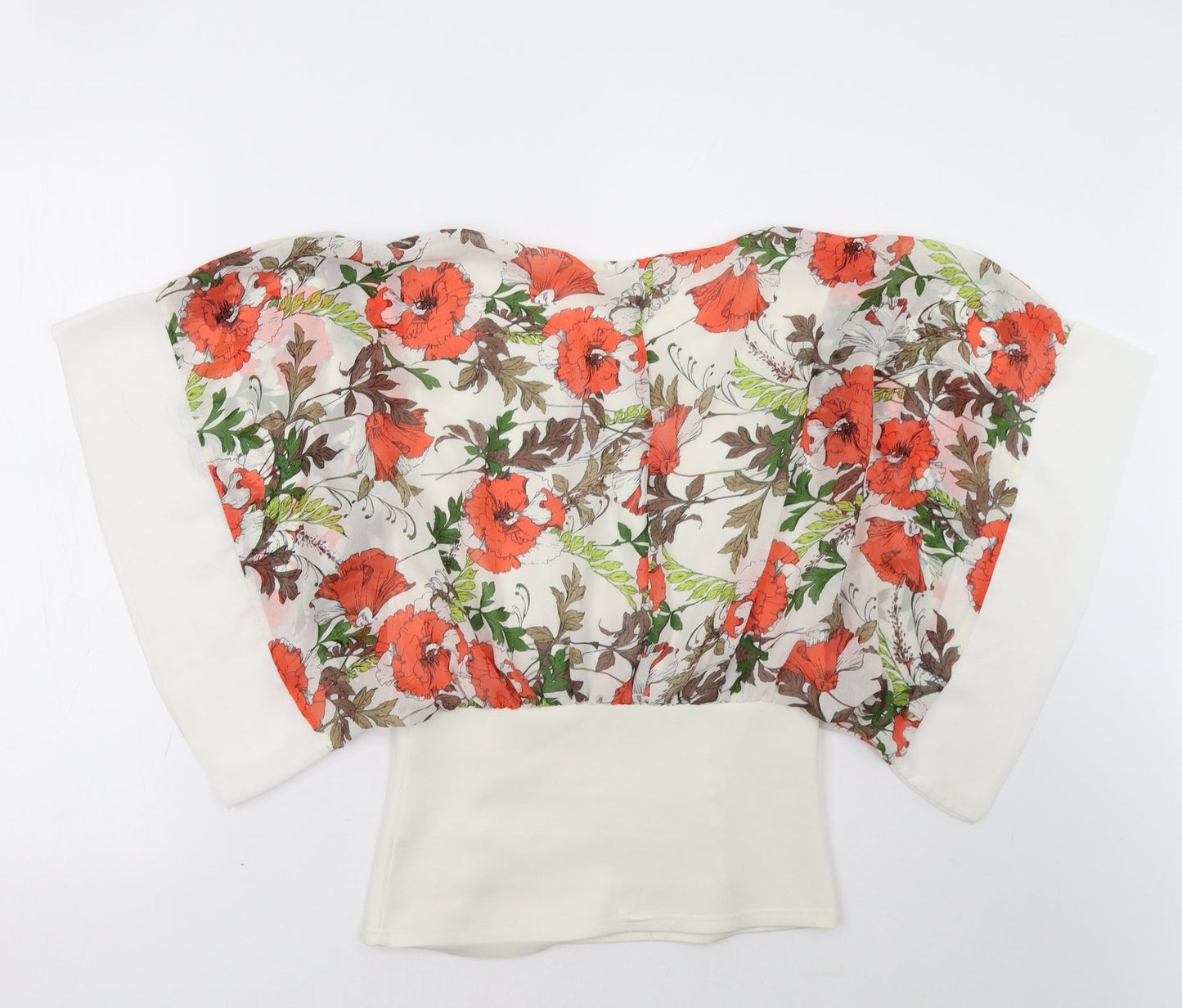 ly  Womens Orange Floral  Basic Blouse Size 10