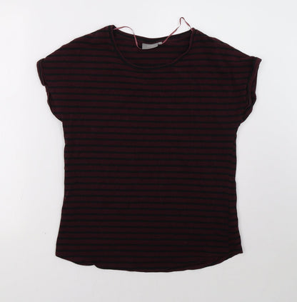 be.young Womens Red Striped  Basic T-Shirt Size S