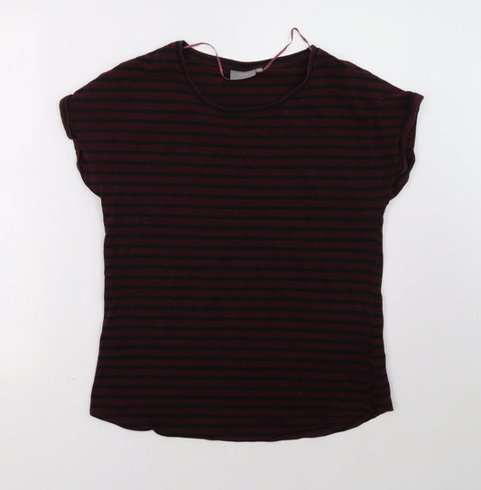 be.young Womens Red Striped  Basic T-Shirt Size S