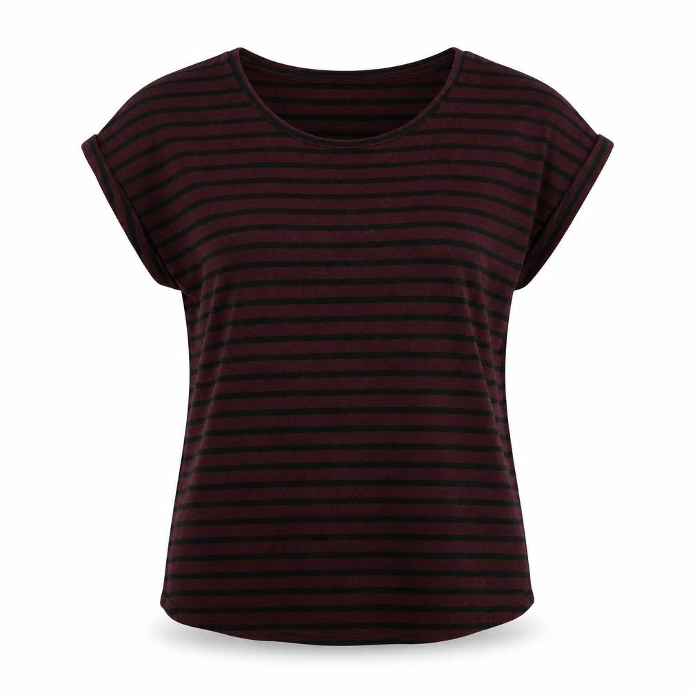 be.young Womens Red Striped  Basic T-Shirt Size S