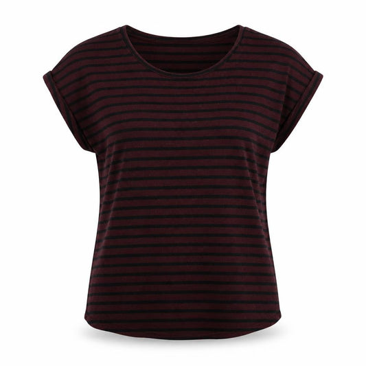 be.young Womens Red Striped  Basic T-Shirt Size S