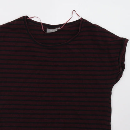 be.young Womens Red Striped  Basic T-Shirt Size S